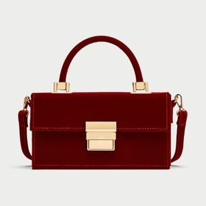 Zara Rigid Corduroy Minaudière in red